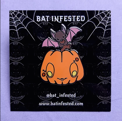 Pumpkin Bat Enamel Pin